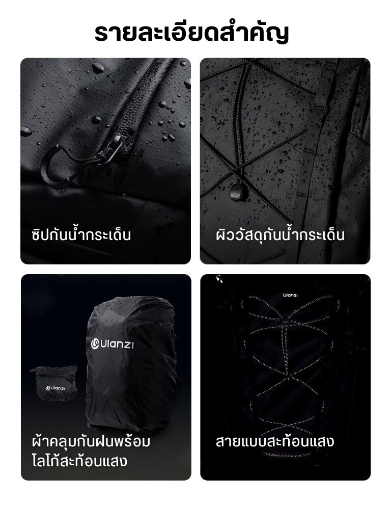 Ulanzi ab01 tai outdoor camera backpack กระเป๋ากล้อง กระเป๋าสะพาย กระเป๋าเดินทาง ความจุ 38 ลิตร (13)