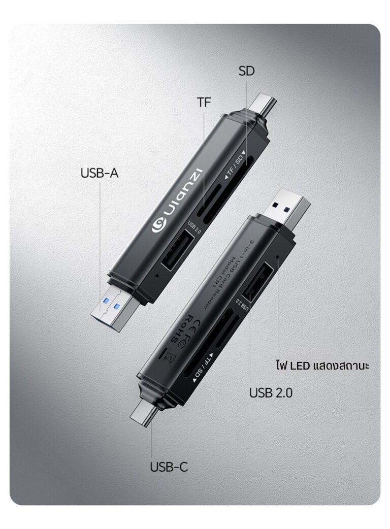 Ulanzi cr1 3in1 usb card reader ตัวอ่านการ์ด 3 in 1 แบบพกพา รองรับ sd tf usb (9)