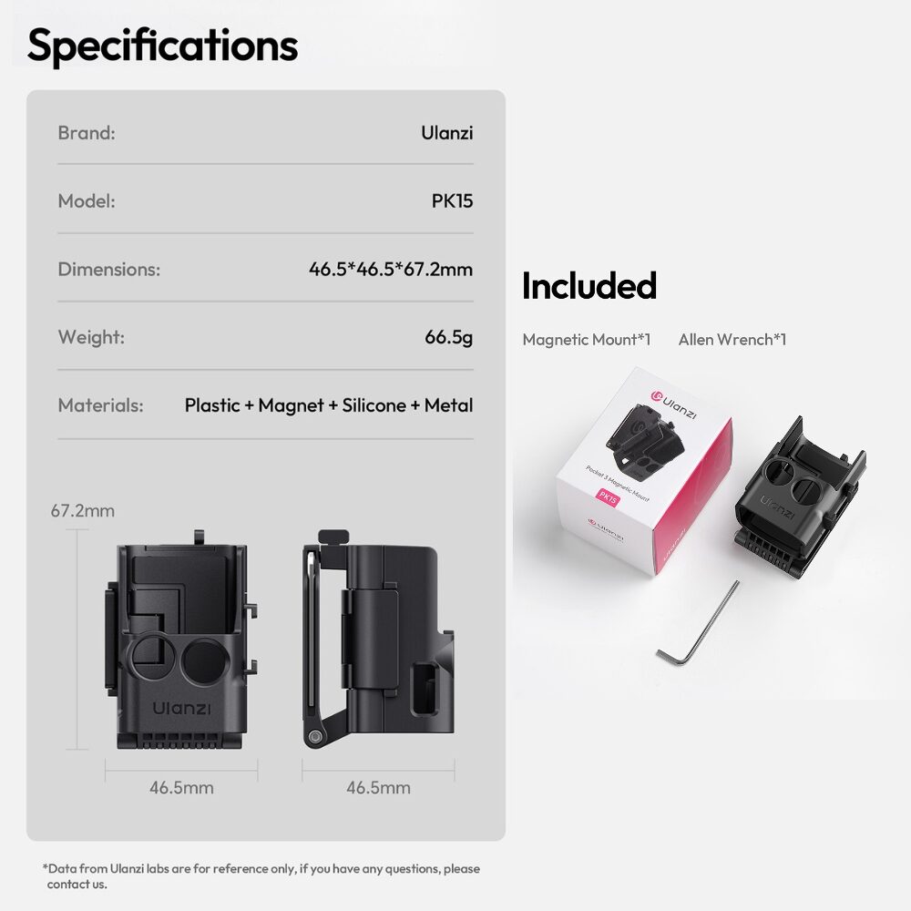 Ulanzi pk15 pocket 3 magnetic mount ขาตั้งแม่เหล็ก เคส สำหรับ dji pocket 3 8
