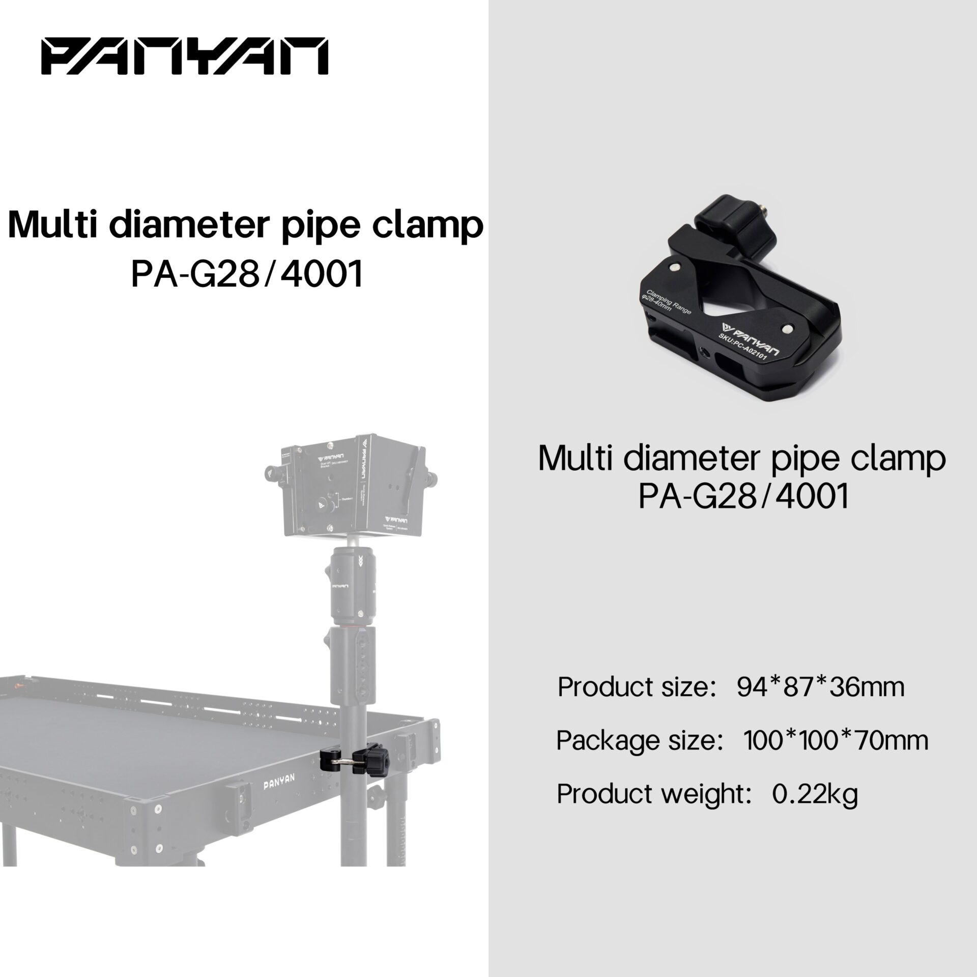 Panyan PA-G28/4001 Multi-Diameter Pipe Clamp