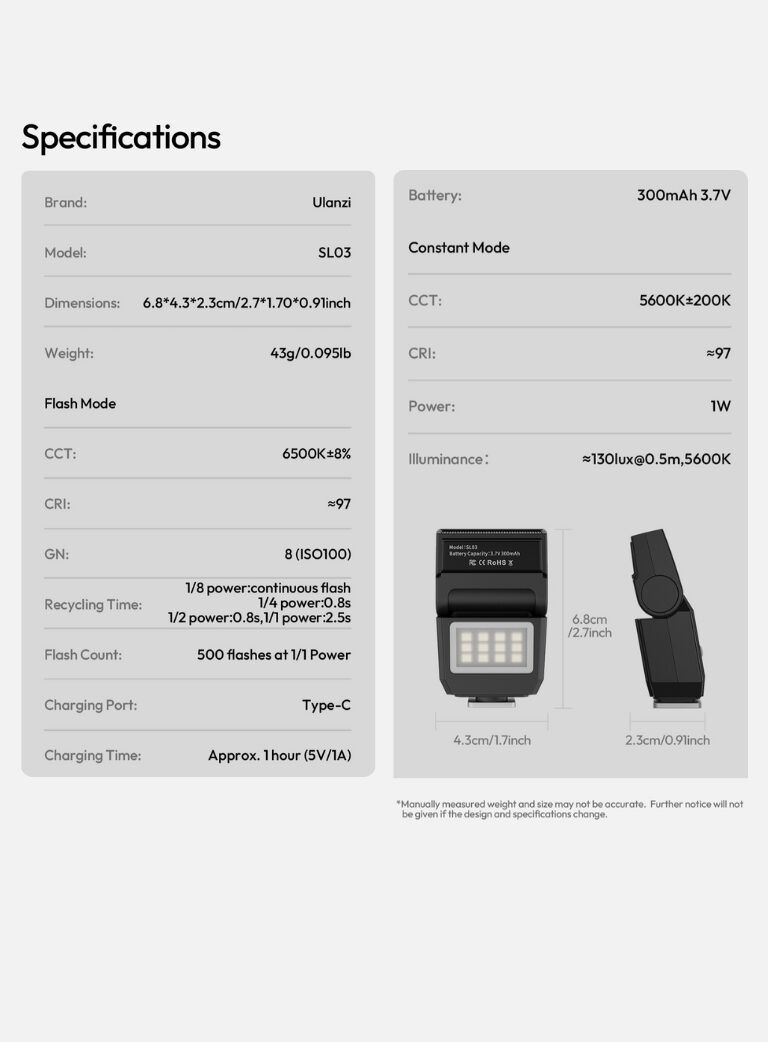 Ulanzi sl03 spark lite camera flash แฟลชกล้อง แฟลชขนาดกะทัดรัด แฟลช gn8 sony panasonic nikon olympus canon fujifilm lieca pentax (14)
