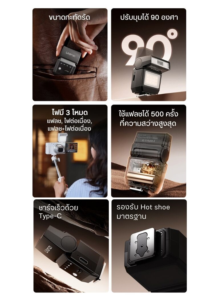 Ulanzi sl03 spark lite camera flash แฟลชกล้อง แฟลชขนาดกะทัดรัด แฟลช gn8 sony panasonic nikon olympus canon fujifilm lieca pentax (2)