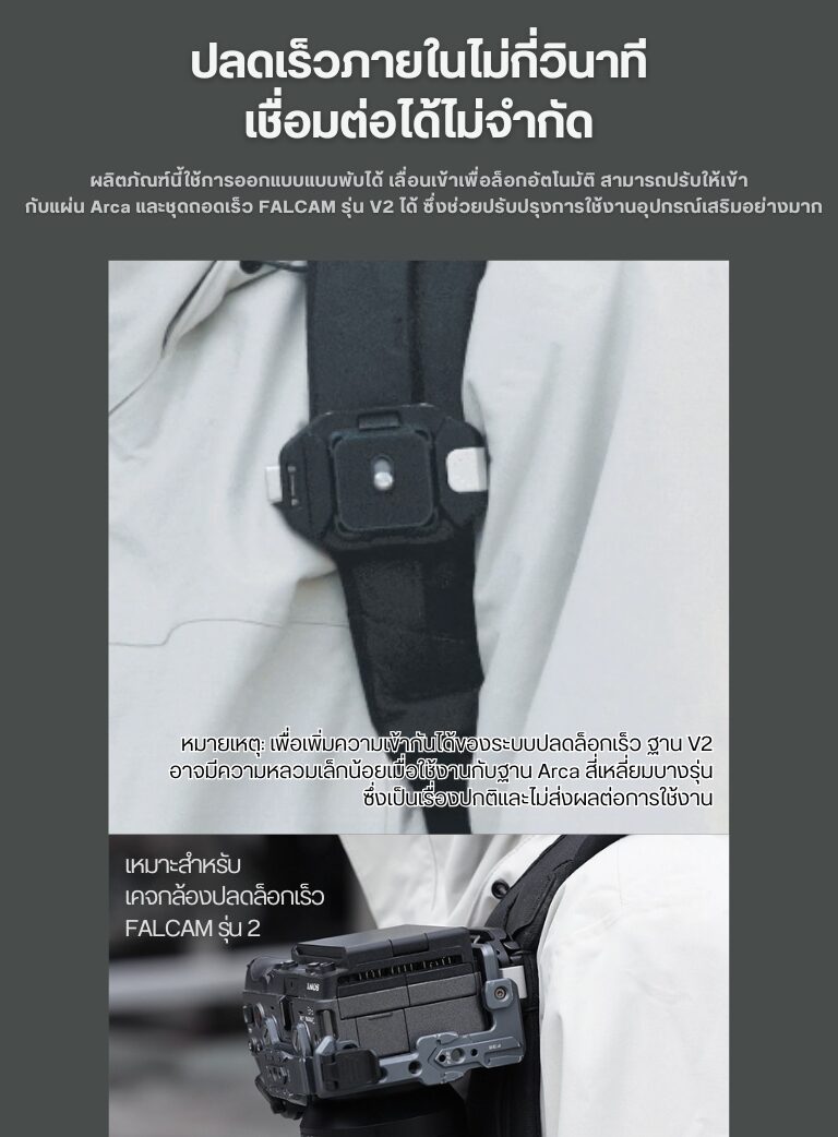 Falcam f38 quick release kit for backpack v2 f38b3803 ชุดคลิปติดกล้อง ระบบปลดเร็ว กับสายกระเป๋าสะพาย (2)