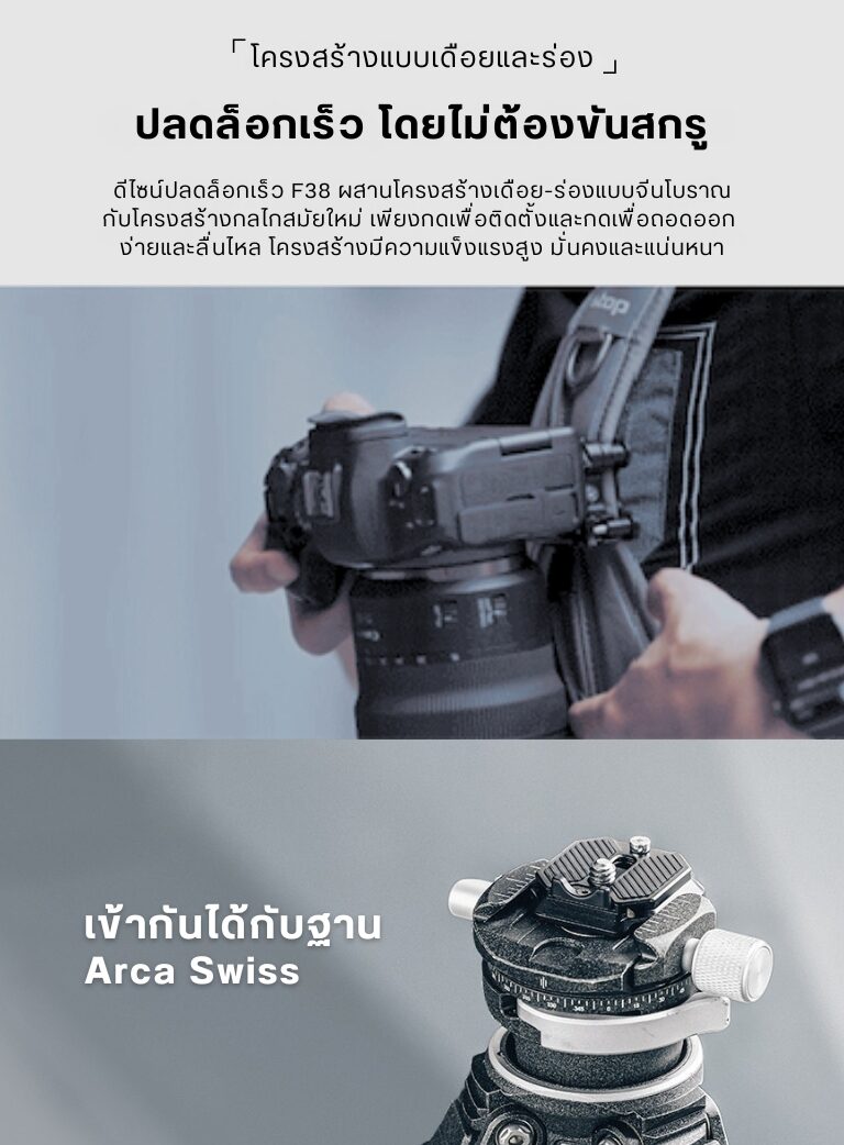 Falcam f38 quick release top plate v2 2401a เพลทติดกล้อง เพลทต่อกล้องระบบปลดเร็ว f38 quick release พร้อมตัวรองกันเคลื่อน (2)