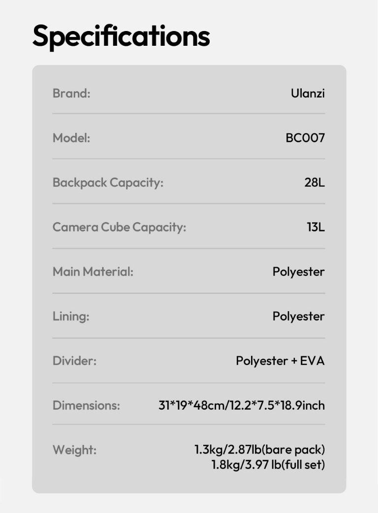 Ulanzi bc007 tactical camera backpack 28l กระเป๋าเป้ กระเป๋ากล้อง แทคติคอล ความจุ 28 ลิตร สำหรับช่างภาพมืออาชีพ 17