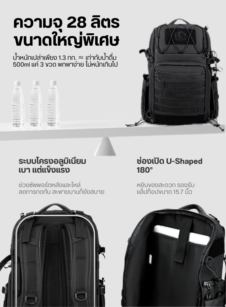 Ulanzi bc007 tactical camera backpack 28l กระเป๋าเป้ กระเป๋ากล้อง แทคติคอล ความจุ 28 ลิตร สำหรับช่างภาพมืออาชีพ 2