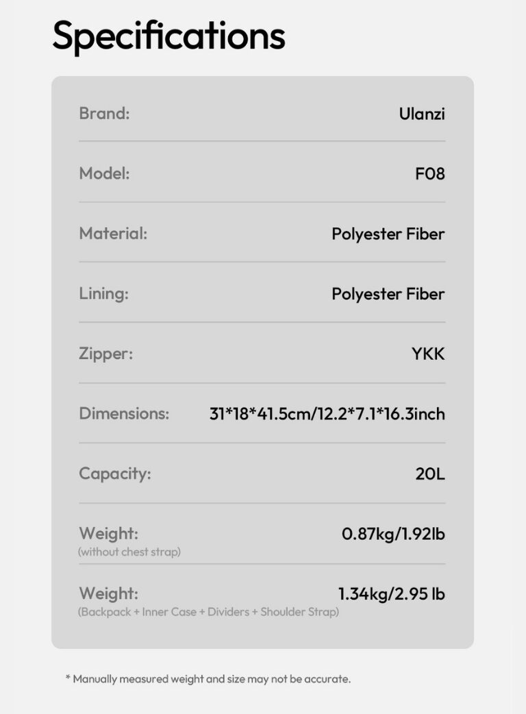 Ulanzi f08 lightweight travel backpack กระเป๋าเป้ กระเป๋ากล้อง กระเป๋าเดินทาง กระเป๋าสะพาย จุได้ 20l (14)