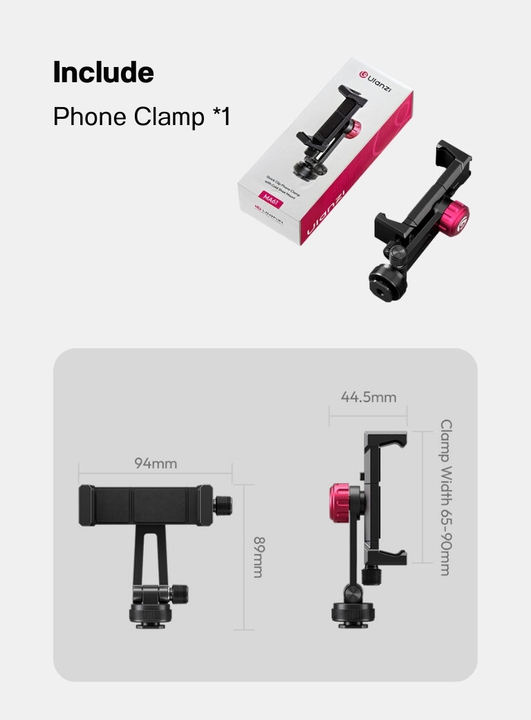 Ulanzi ma61 quickclip phone clamp with cold shoe mount หัวจับมือถือ ระดับมืออาชีพ พร้อมระบบ quick adjust และ cold shoe mount (10)