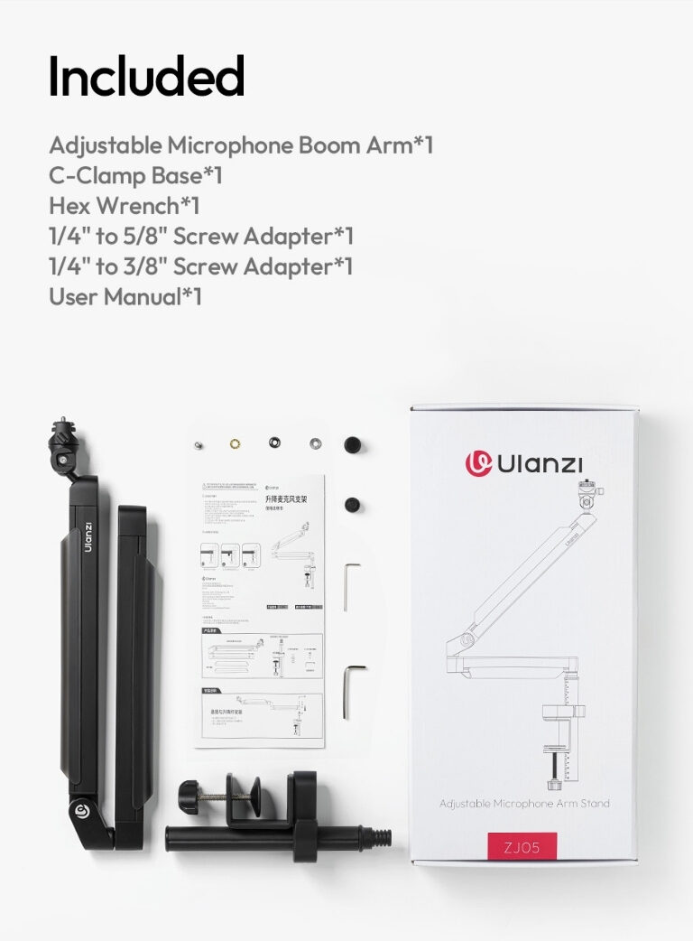 Ulanzi zj05 adjustable microphone boom arm แขนไมโครโฟน ขาจับไมค์หนีบโต๊ะ รองรับน้ำหนัก 1.5kg (13)