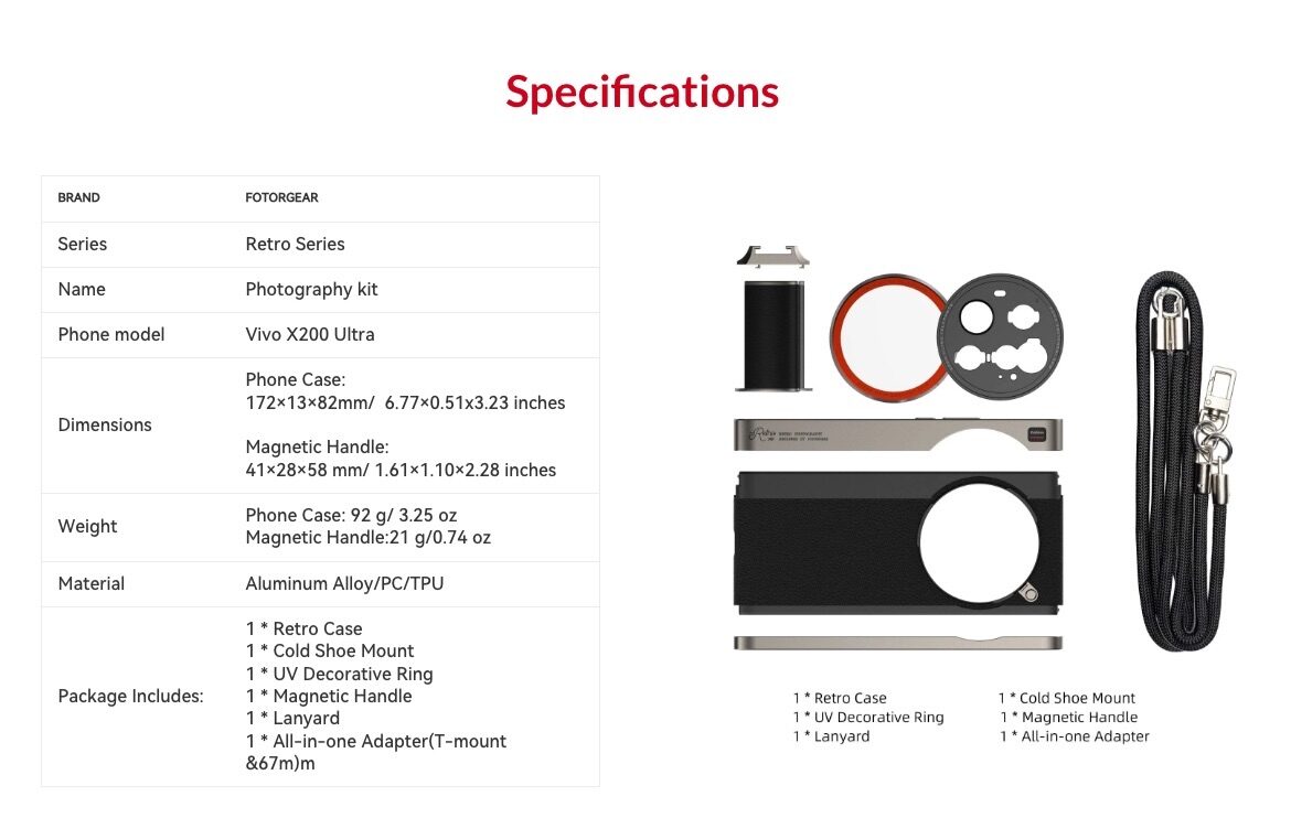 Fotorgear retro photography kit for vivo x200 ultra ชุดเคสกล้องวินเทจ สำหรับ vivo x200 ultra 0 0
