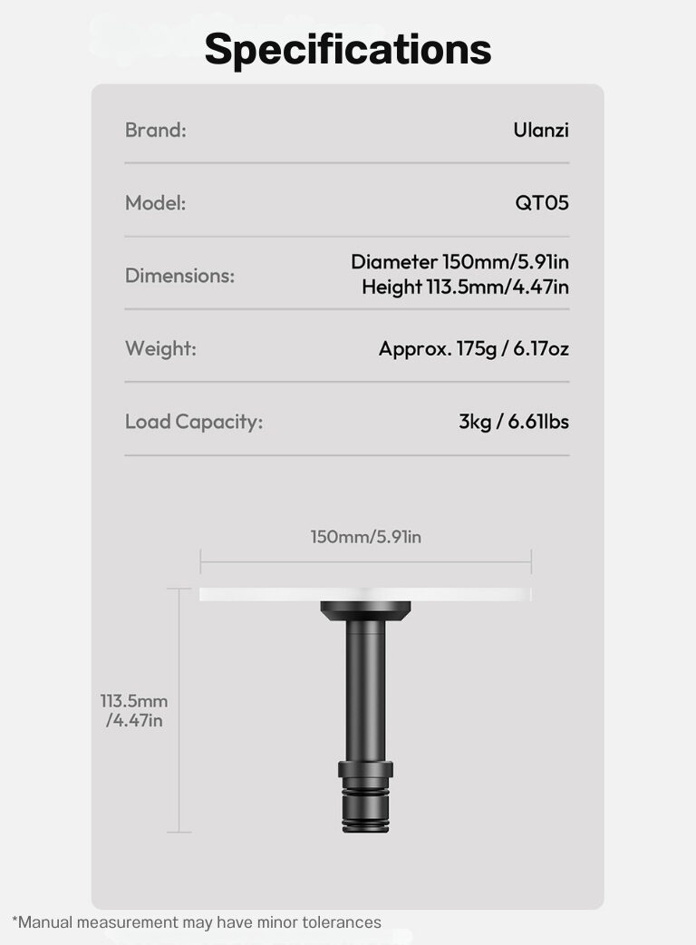 Ulanzi qt05 center column rotating tray ถาดถ่ายภาพ 360° สำหรับ ขาตั้งกล้อง ถาดหมุน (7)