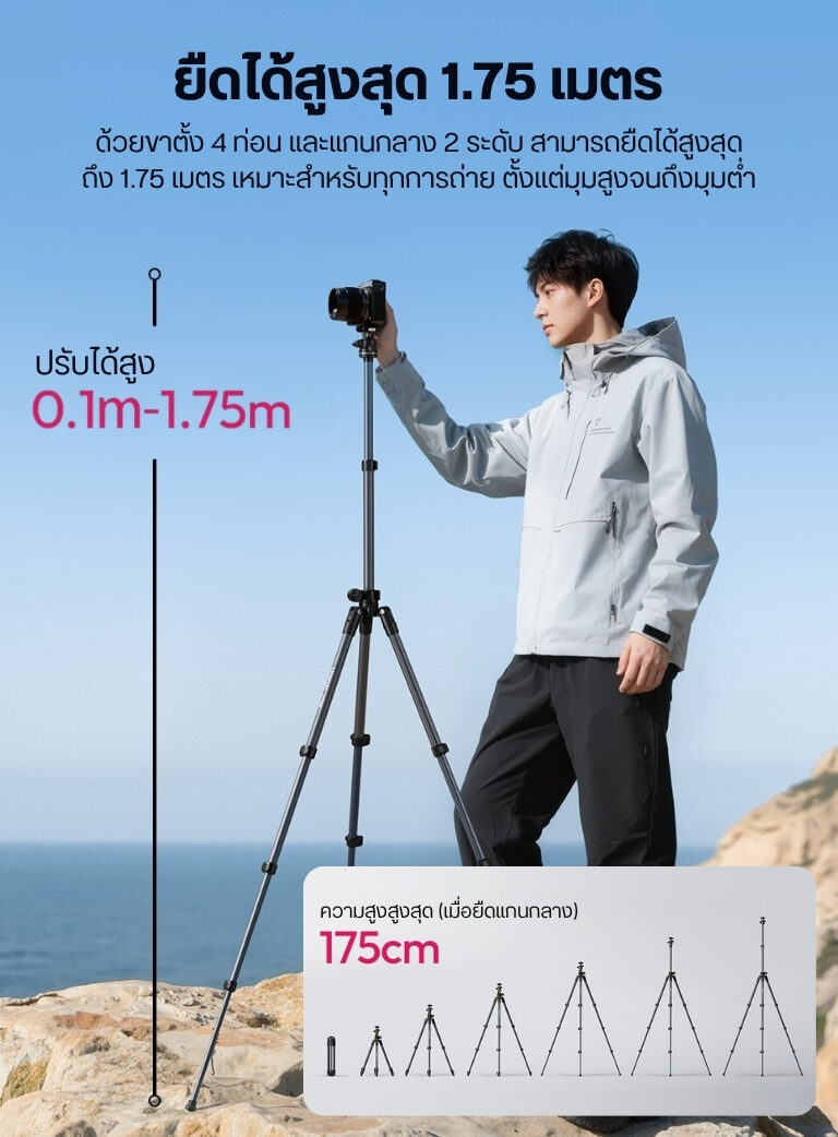 Ulanzi tt59 horizontal center column tripod ขาตั้งกล้อง ปรับแกนกลางแนวนอนได้ ขาตั้งมุมท็อป (6)