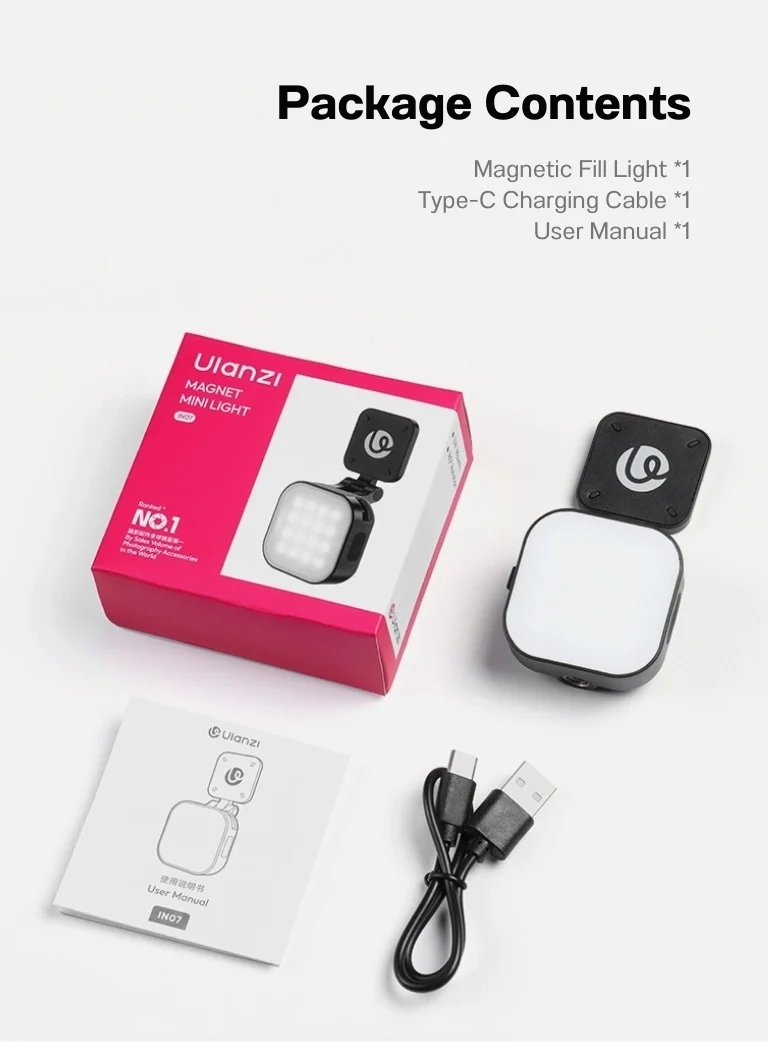 Ulanzi IN07 Magnetic Fill Light for Insta360 Go Ultra Mini ไฟเซลฟี่ (13)