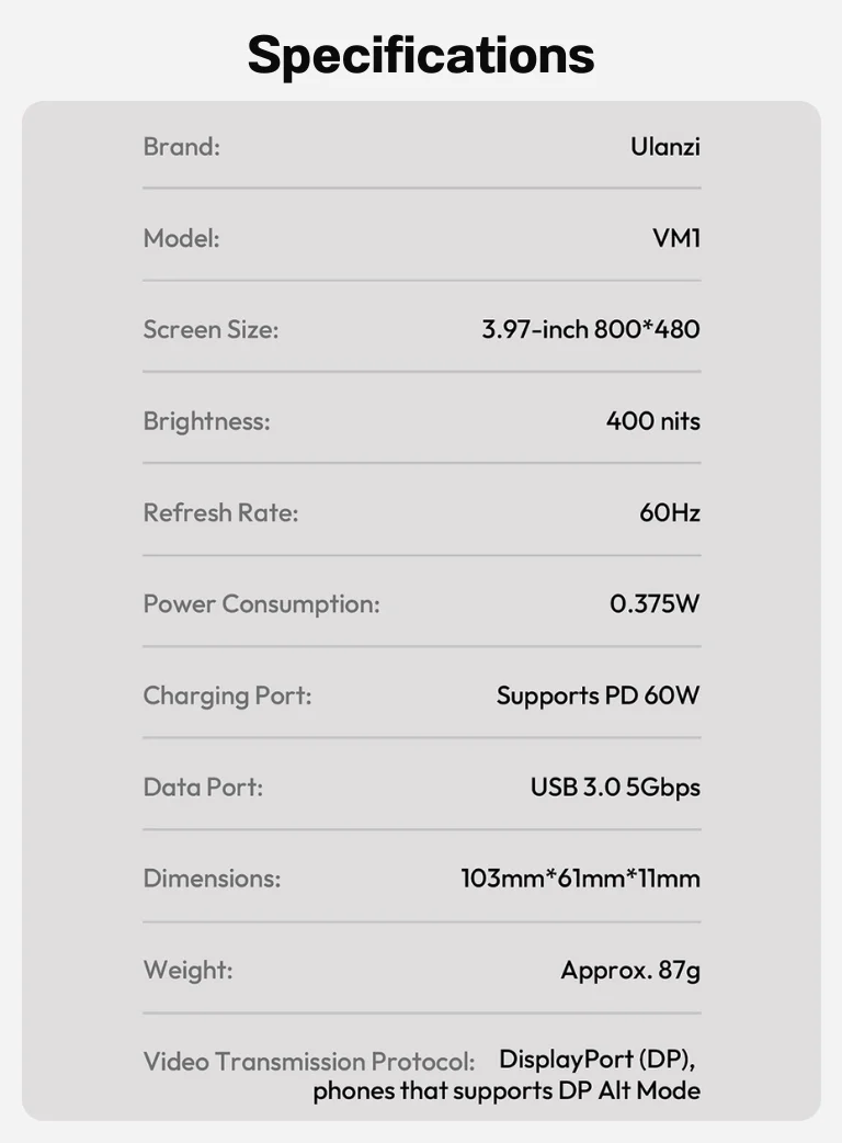 Ulanzi VM1 Vlog Selfie Monitor Screen จอมอนิเตอร์ จอเซลฟี่ Zero Lag จอหลัง iPhone จอ Magsafe (17)