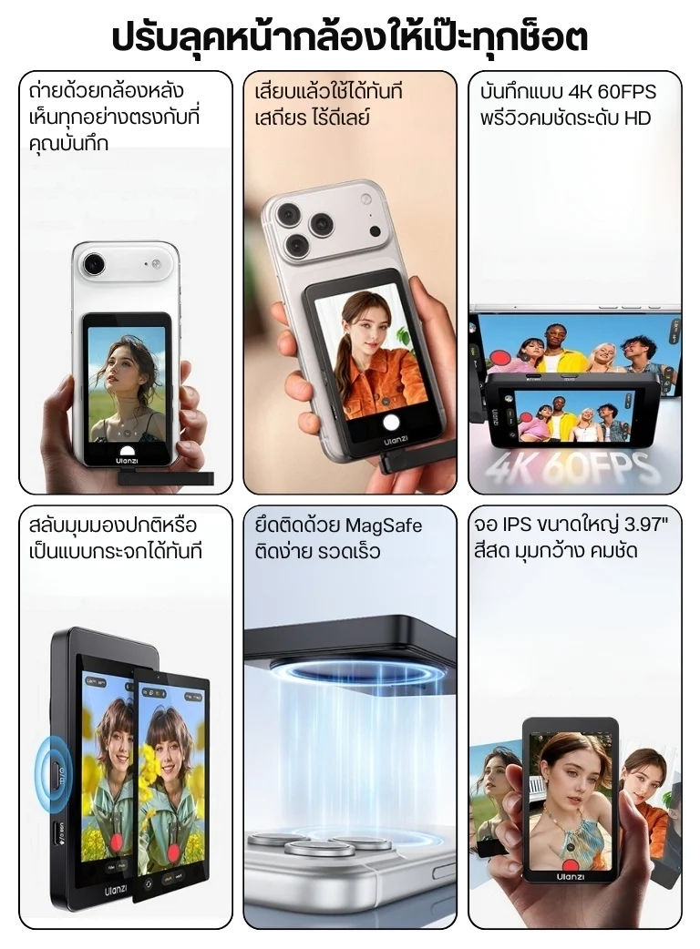 Ulanzi VM1 Vlog Selfie Monitor Screen จอมอนิเตอร์ จอเซลฟี่ Zero Lag จอหลัง iPhone จอ Magsafe (2)