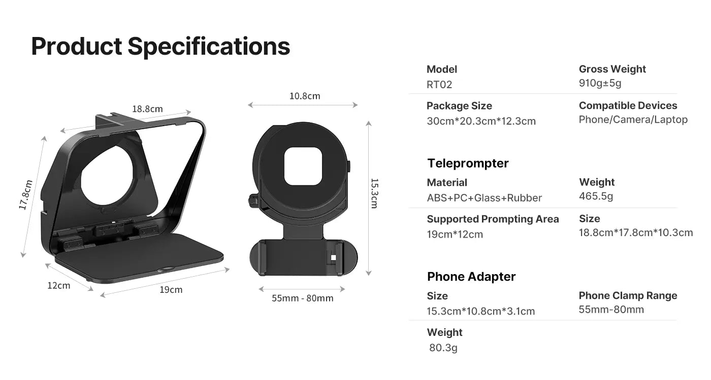 Ulanzi RT02 Universal Teleprompter 