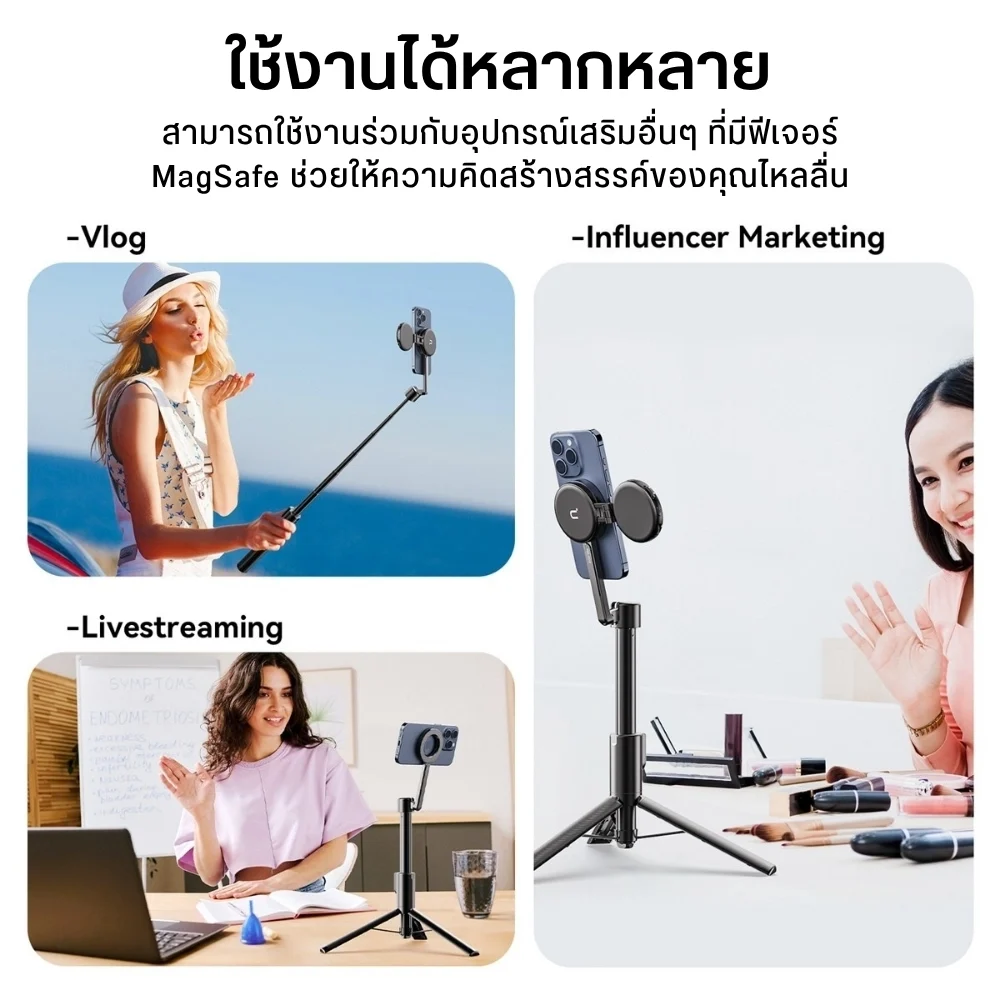 Ulanzi ขาตั้งมือถือแม่เหล็ก MG-003 MagSafe พร้อมรีโมท ไม้เซลฟี่