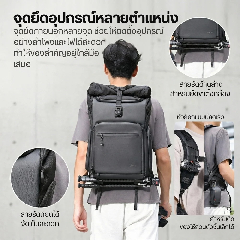 Ulanzi กระเป๋ากล้อง Backpack BT01 กระเป๋าสะพายหลัง กระเป๋าเป้ Travel Camera ความจุ 25.5-32.64 ลิตร