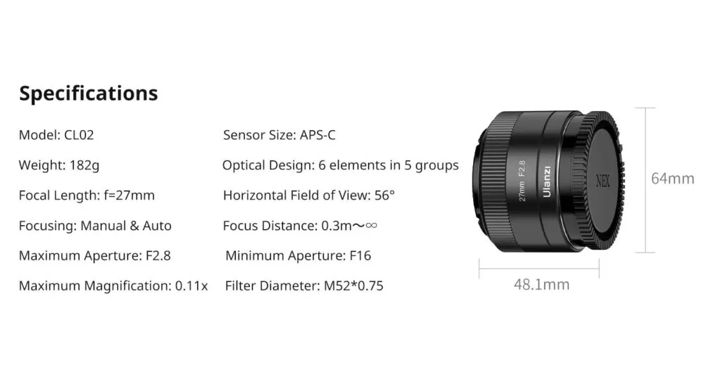 Ulanzi CL02 AF 27mm F2.8 APS-C Lens For Sony E-Mount