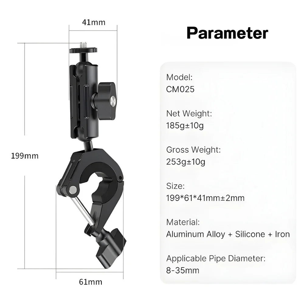 Ulanzi CM025 handlebar Mount ตัวล็อคติดกล้อง Gopro DJI กับแฮนด์จักรยาน แฮนด์มอเตอร์ไซค์