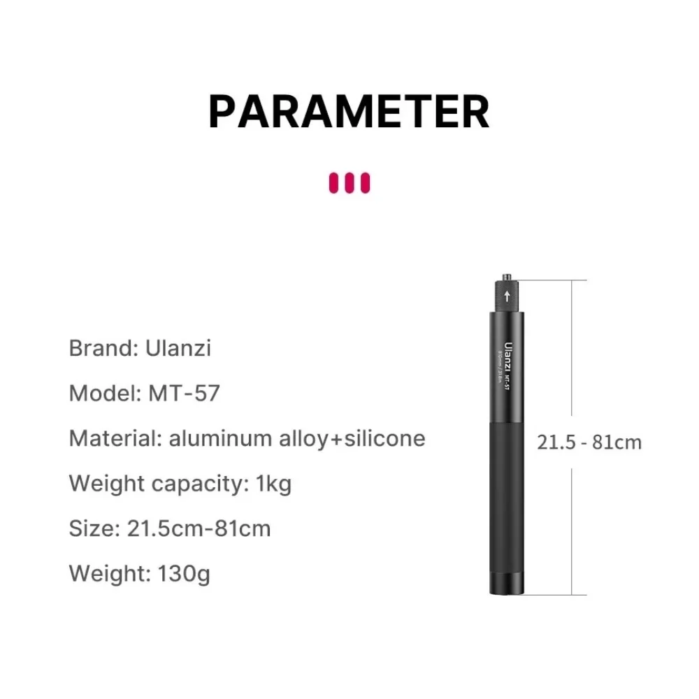 Ulanzi ไม้เซลฟี่ Action Camera MT-57 81cm ไม้ล่องหน