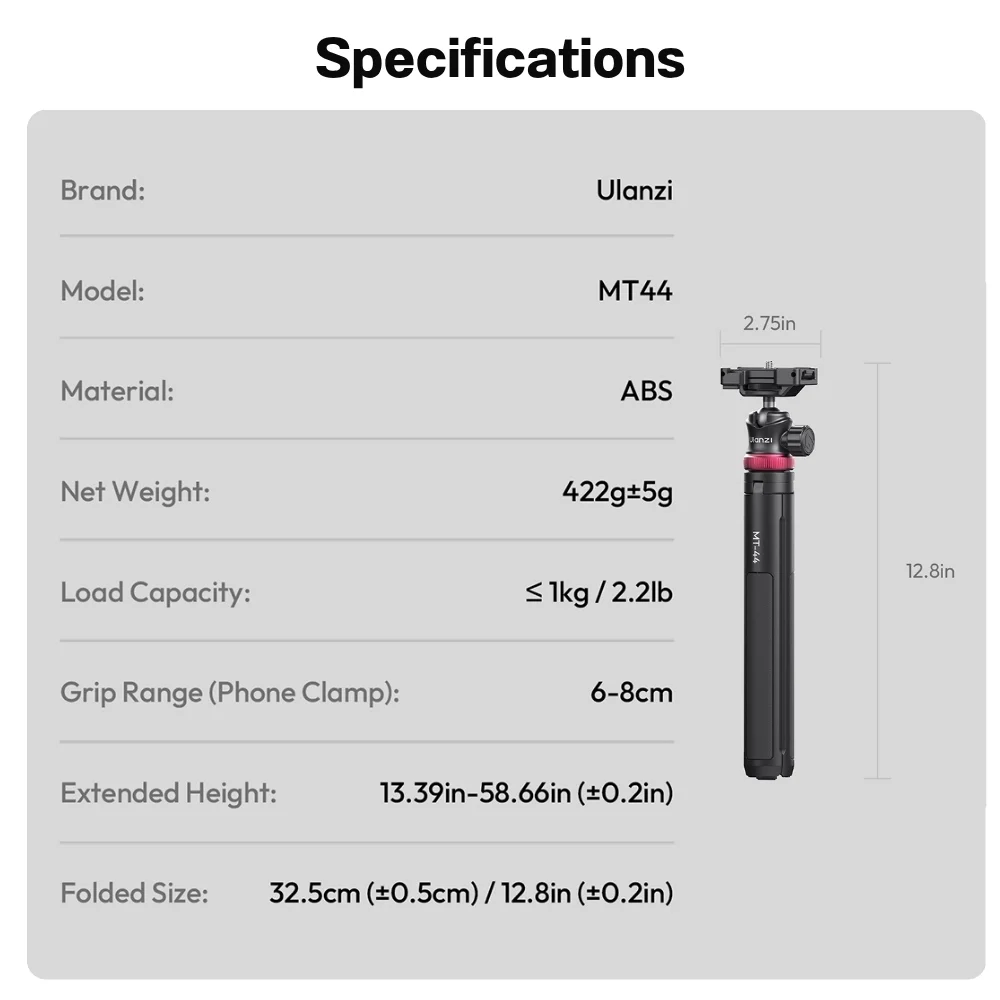 Ulanzi ขาตั้งกล้องและมือถือ MT-44 Selfie Stick Tripod ไม้เซลฟี่ (รุ่น Upgrade)