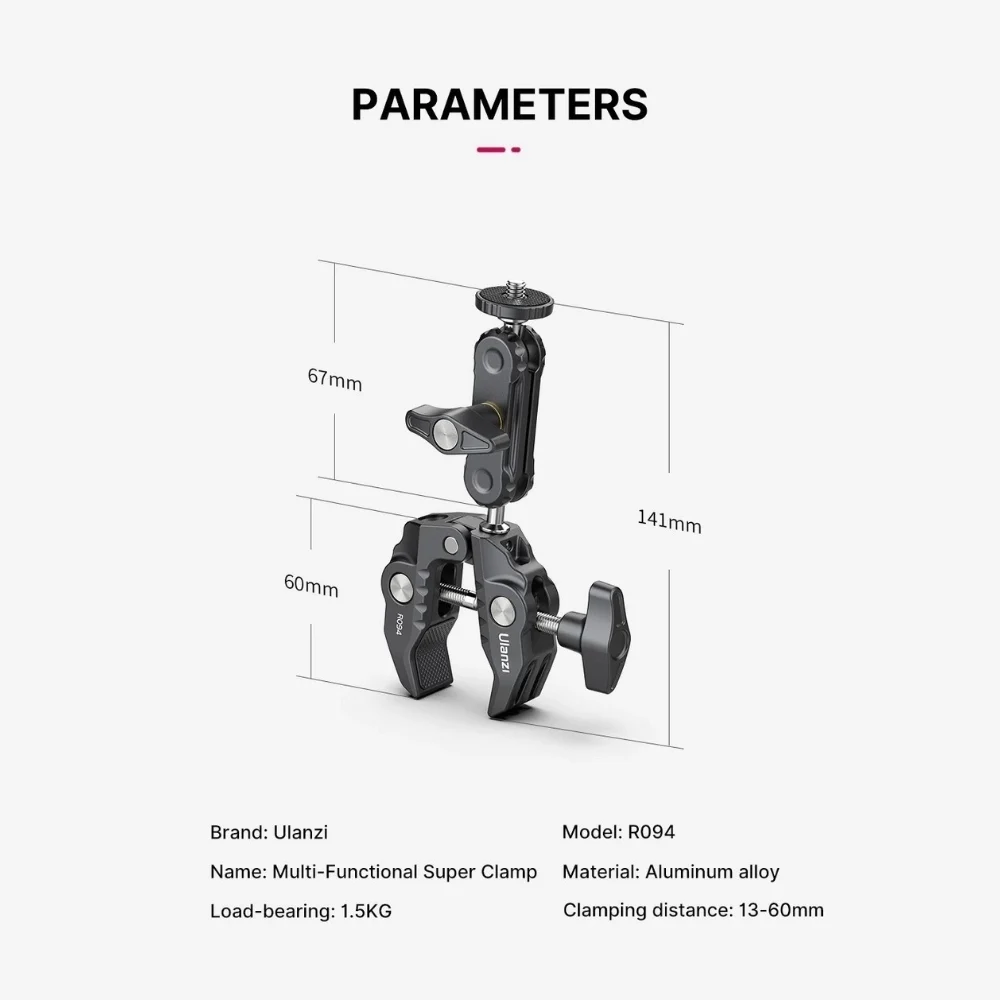 Ulanzi Super Clamp R094 ขาจับกล้อง 360° พร้อม Ball Head
