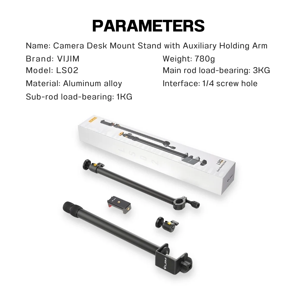 Ulanzi Vijim LS02 Camera Desk Mount stand with Auxiliary holding Arm 7