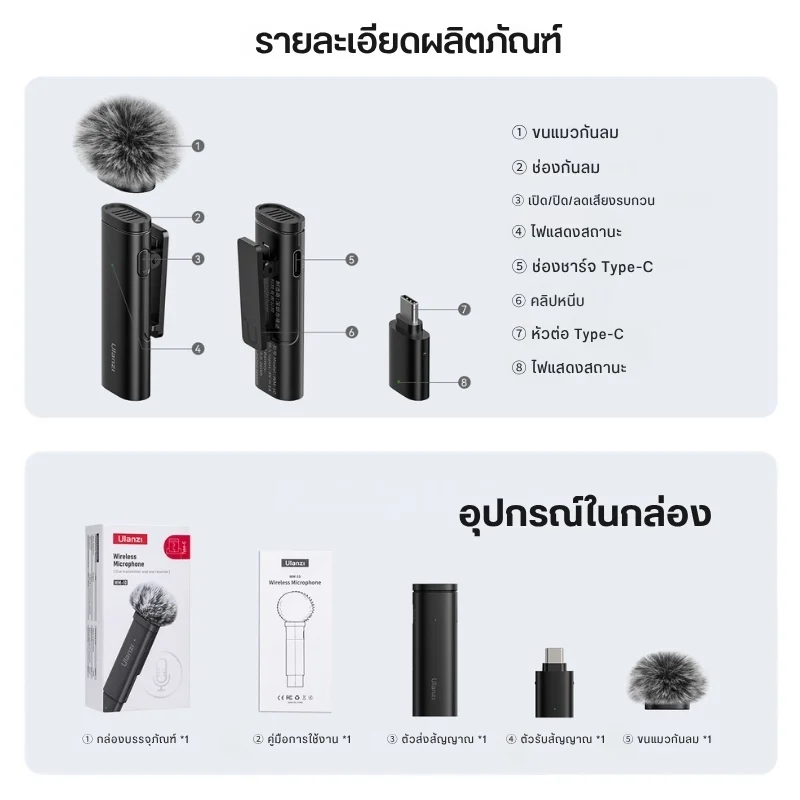 Ulanzi WM-10 Wireless Microphone Type-C For Smartphone