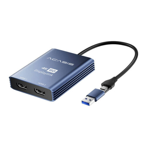 Acasis SW 2202 Dual HDMI Adapter for Apple M1 M2 Chip, 4K 60Hz Dual Display Adapter for MacOS, Windows