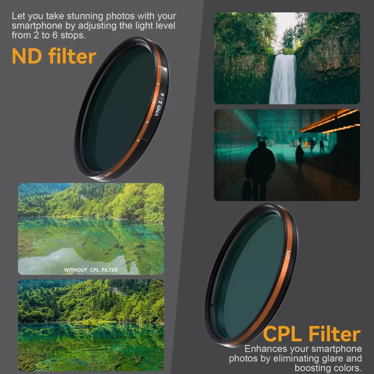 Fotorgear Filter Pro 58mm ฟิลเตอร์มือถือ ฟิลเตอร์โทรศัพท์ Filter iPhone Star filter, Gold filter, Black mist filter, VND filter, CPL filter