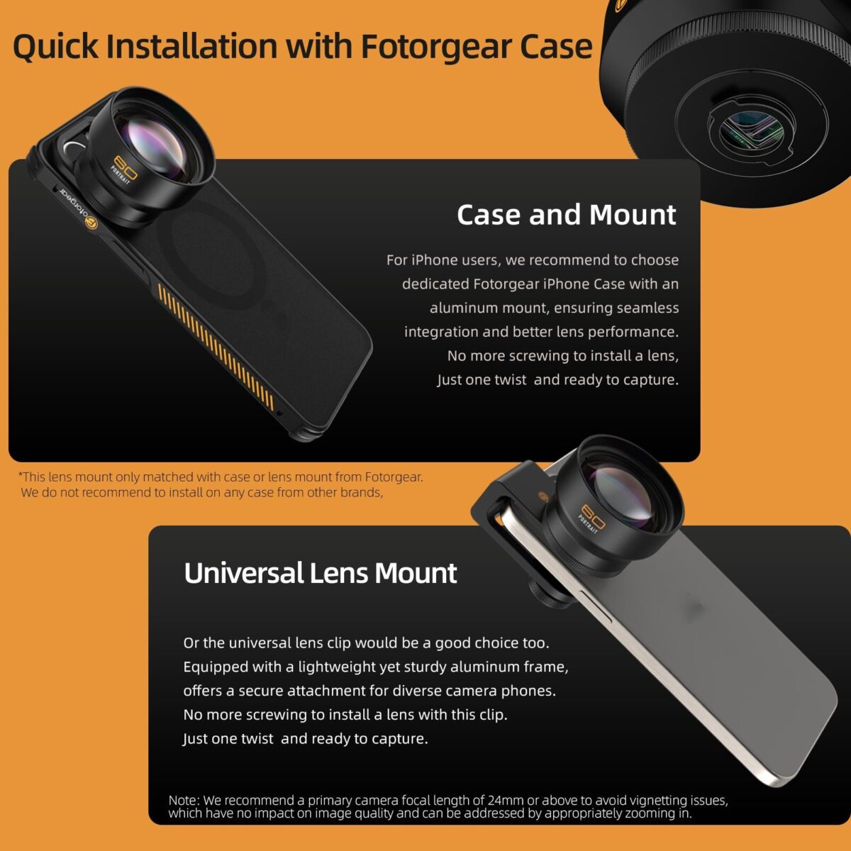 Fotorgear Portrait Lens 60mm เลนส์มือถือ 60มม. เลนส์พอร์ตเทรต T mount โทรศัพท์ เลนส์ถ่ายบุคคล กล้อง DSLR lens iphone