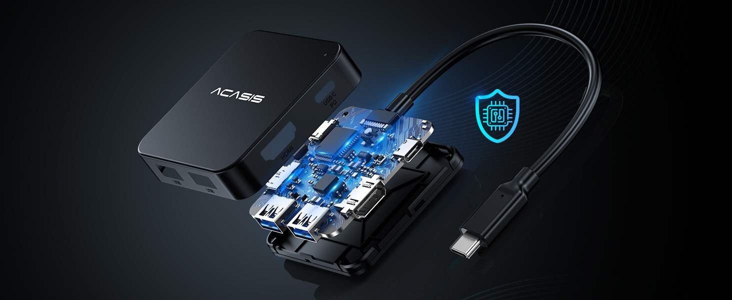 Acasis6in1usbchubmultiportadapterwith4khdmi powerdelivery100w ac hc31 2