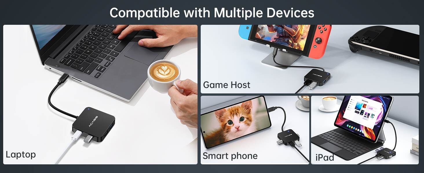 Acasis6in1usbchubmultiportadapterwith4khdmi powerdelivery100w ac hc31 7