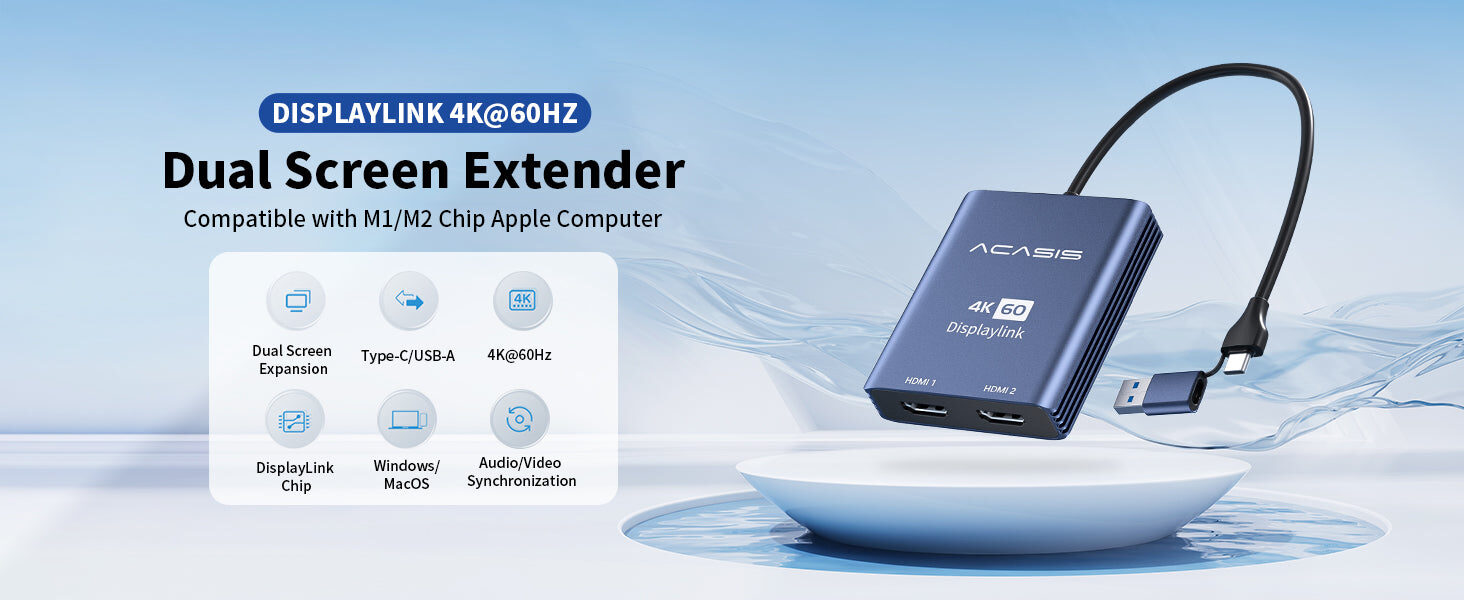 Acasisdualhdmiadapterforapplem1m2chip 4k60hzdualdisplayadapterformacos 1