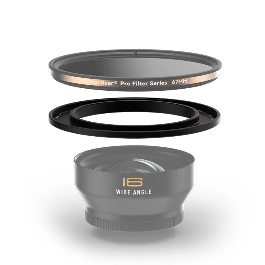 Fotorgear filter adapter on additional phone lens