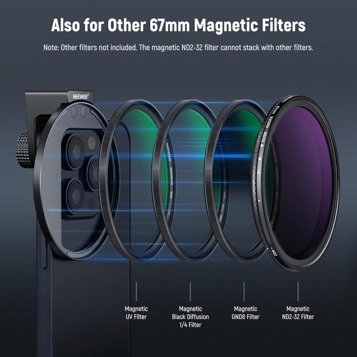 Neewer 67mm Magnetic CPL Filter with Cold Shoe Phone Clip ฟิลเตอร์แม่เหล็ก ฟิลเตอร์กล้อง
