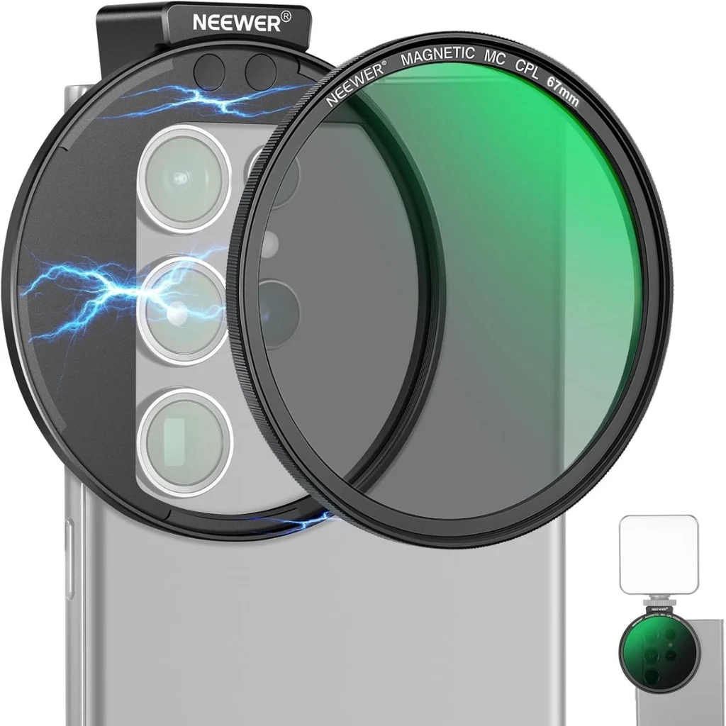 Neewer FL 78 67mm Magnetic CPL Filter with Cold Shoe Phone Clip ฟิลเตอร์แม่เหล็ก ฟิลเตอร์กล้อง