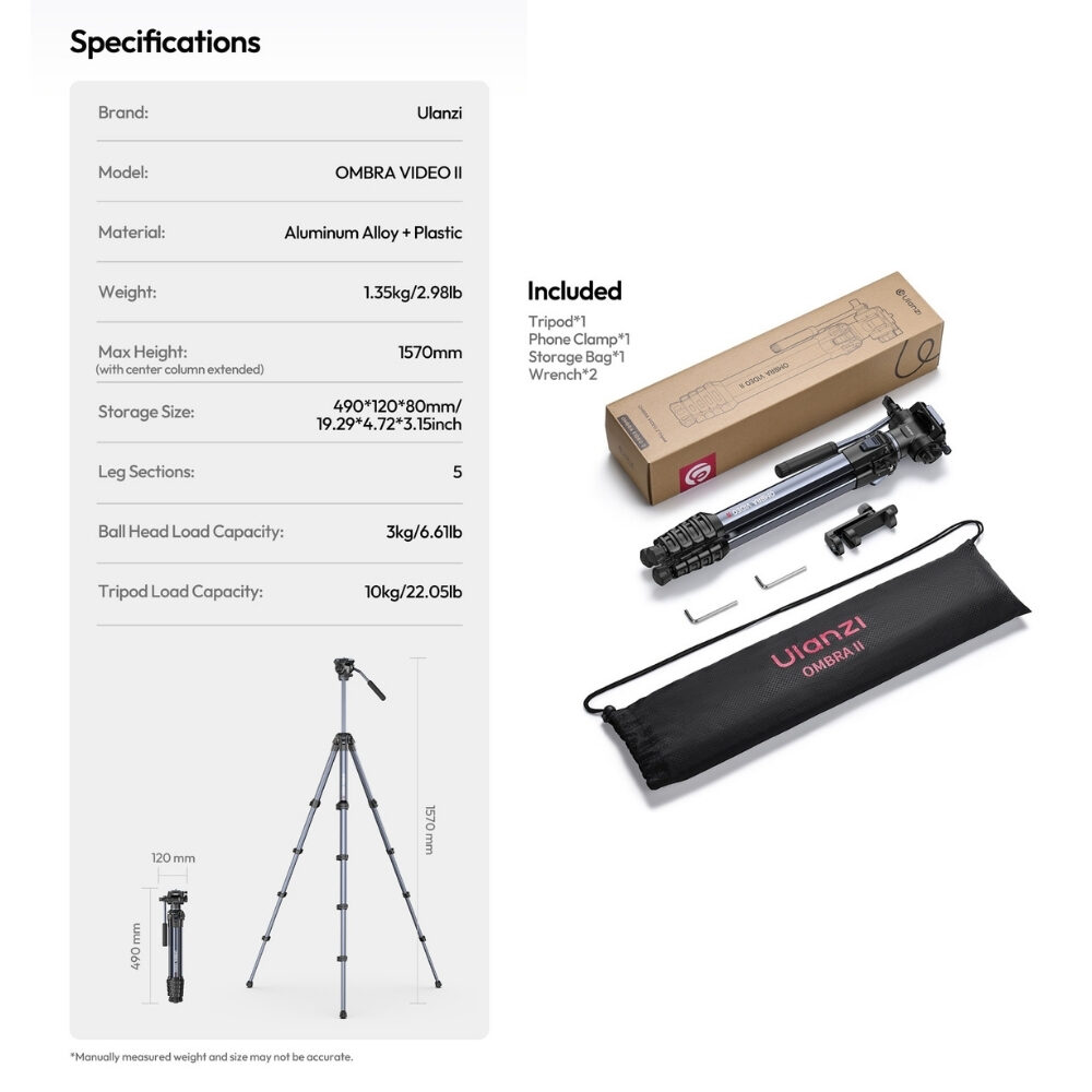 Ulanzi ombra ii video travel tripod ขาตั้งกล้อง ถ่ายวีดีโอ (15)