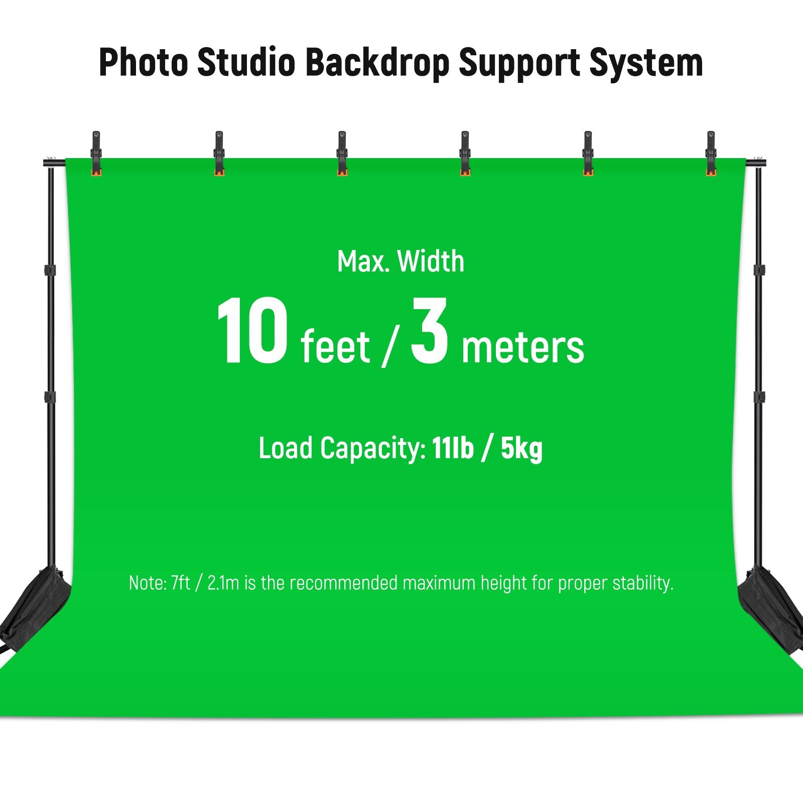 Neewer 3x2.1m : 10x7ft adjustable photo studio backdrop support system โครงฉาก ฉากเขียว 2
