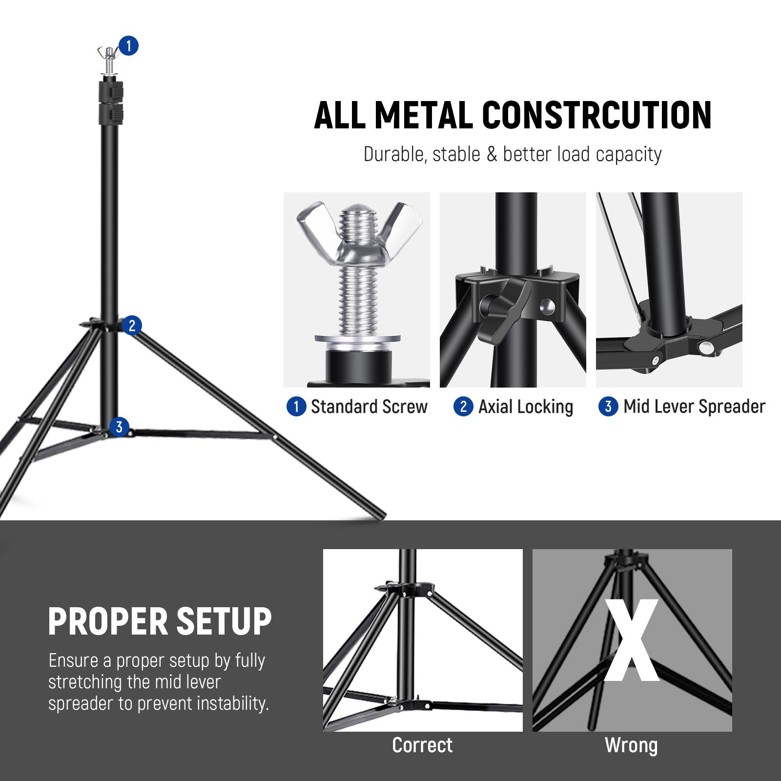 Neewer 3x2.1m : 10x7ft adjustable photo studio backdrop support system โครงฉาก ฉากเขียว 5