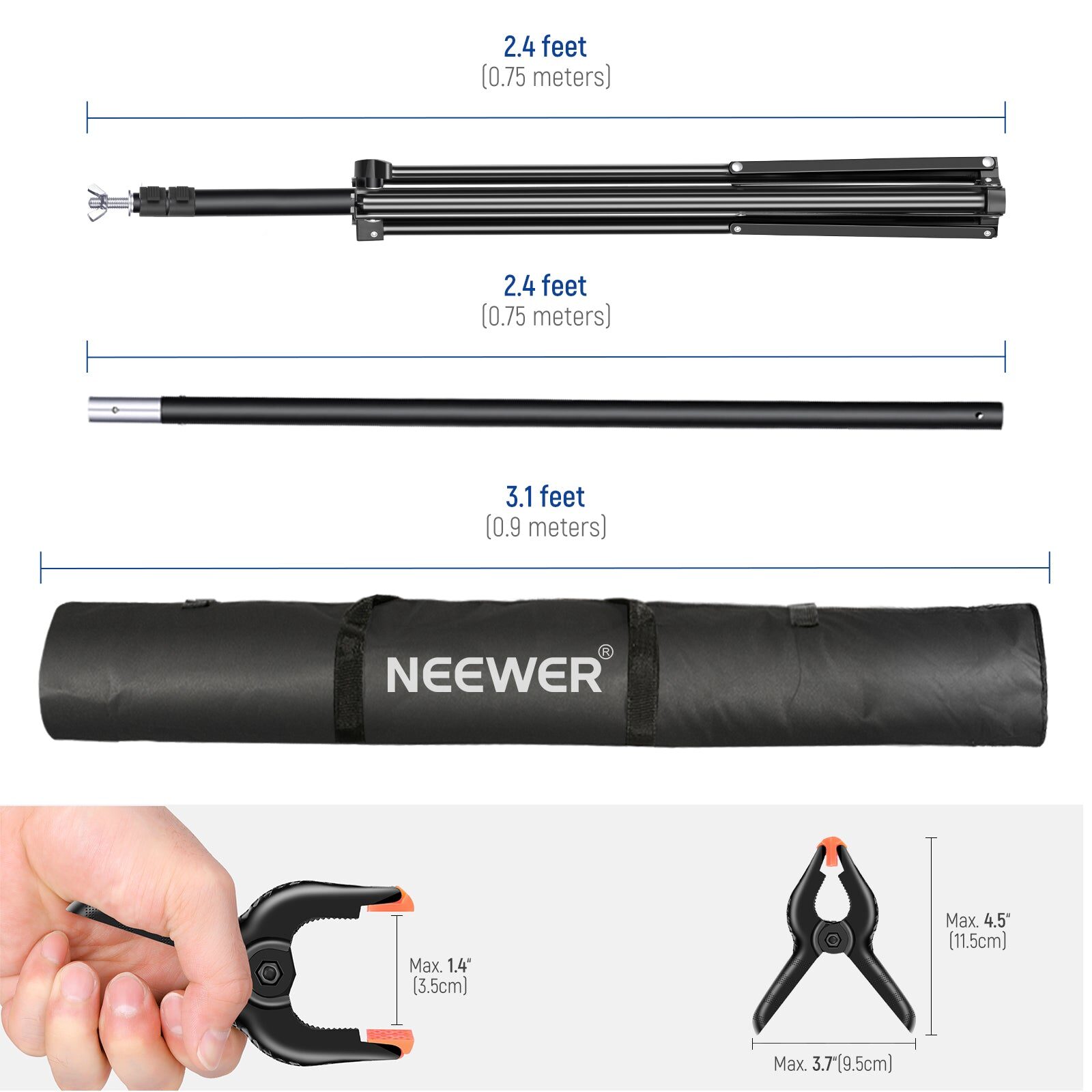 Neewer 3x2.1m : 10x7ft adjustable photo studio backdrop support system โครงฉาก ฉากเขียว 7