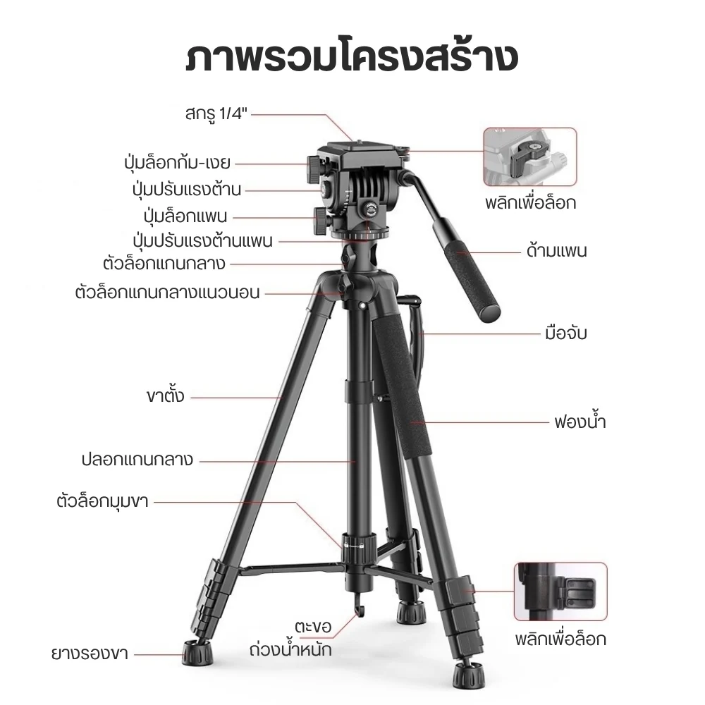 Ulanzi U-Select VT02 Lightweight Portable Tripod ขาตั้งกล้อง  ขาตั้งพกพา ขาตั้งถ่าย Video