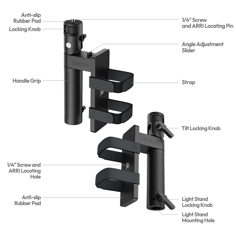 Ulanzi LA06 Light Handle Grip with Power Mount ด้ามจับไฟ LED พร้อมฐานใส่พาวเวอร์แบงค์ แบตสำรอง อเนกประสงค์