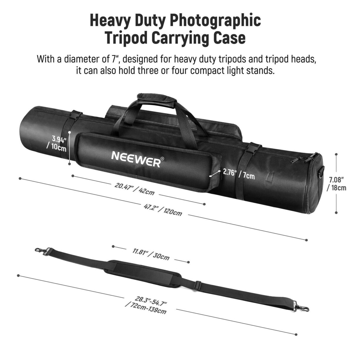 NEEWER 471.2m Tripod Carrying Case กระเป๋าใส่ขาตั้งกล้องขนาด 120 ซม. วัสดุไนลอนพรีเมียมกันน้ำ (4)