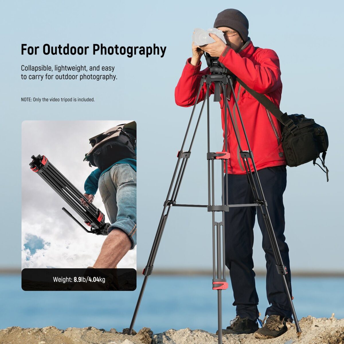 NEEWER BASICS TP37 Video Tripod ขาตั้งกล้องวิดีโอระดับมืออาชีพ พร้อมหัวฟลูอิดรองรับน้ำหนัก 8kg (7)