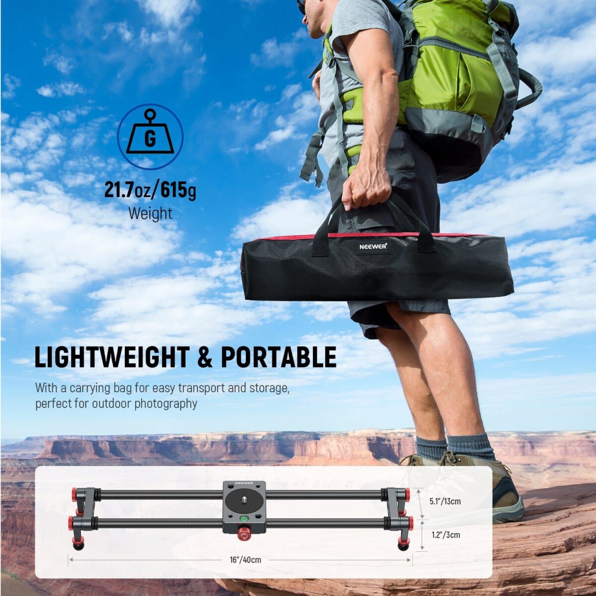 NEEWER CS1MCS2M Carbon Fiber Camera Slider สไลเดอร์กล้องคาร์บอนไฟเบอร์ขาปรับได้ 4060cm สำหรับกล้องและสมาร์ทโฟน (6)
