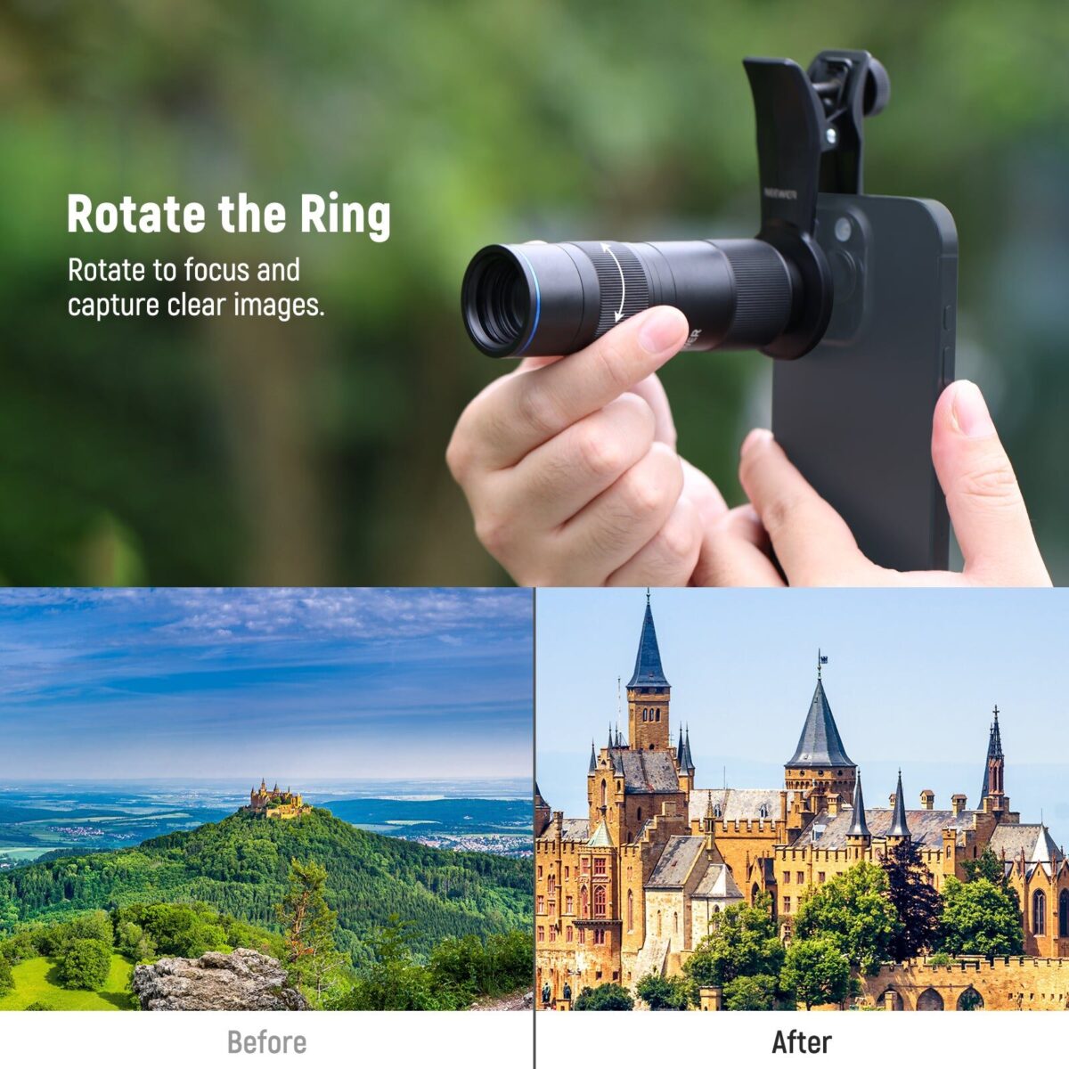 NEEWER LS 78 400mm Phone Telephoto Lens เลนส์เทเลโฟโต้มืออาชีพสำหรับสมาร์ทโฟน ซูม 400mm พร้อม Lens Clip 17mm (3)