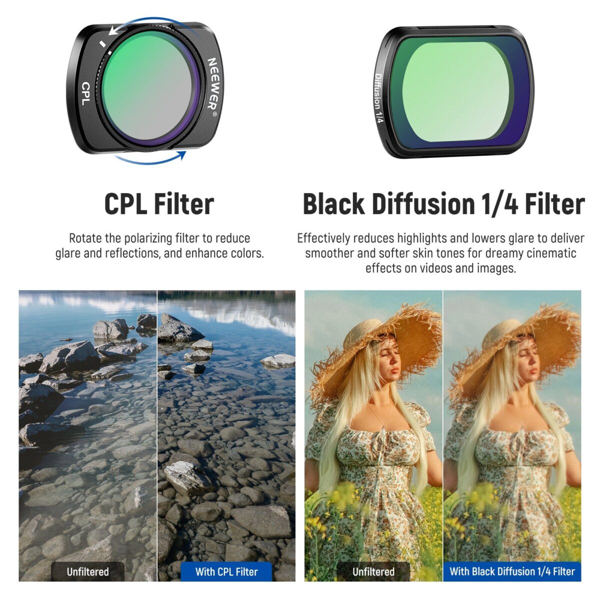 Neewer Fl 89 Magnetic Filter Set 3 Pack ชุดฟิลเตอร์แม่เหล็ก 3 ชิ้น สำหรับ Dji Osmo Pocket 3 (4)