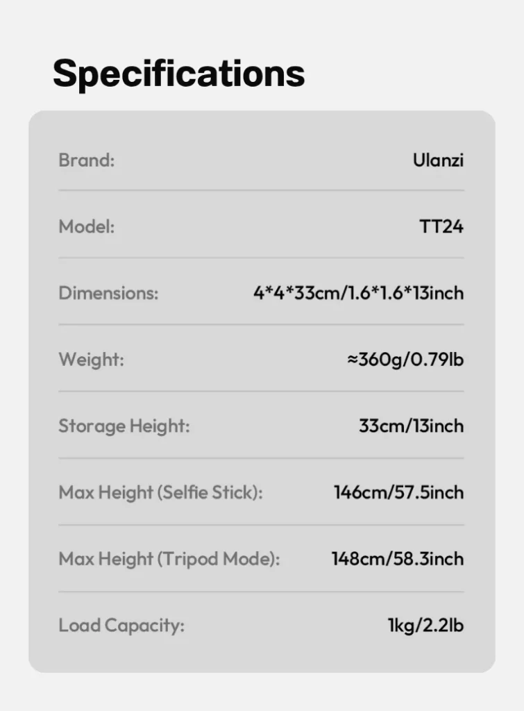 Ulanzi TT24 Cka Quick Release Selfie Stick ไม้เซลฟี่ ขาตั้งกล้อง ระบบปลดเร็ว Cka (15)